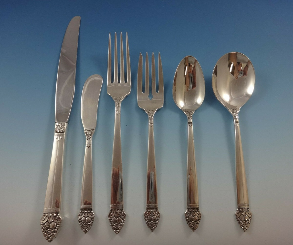 銀製　silver 18本セット King Cedric by Oneida Sterling Silver Flatware Service For 12 Set