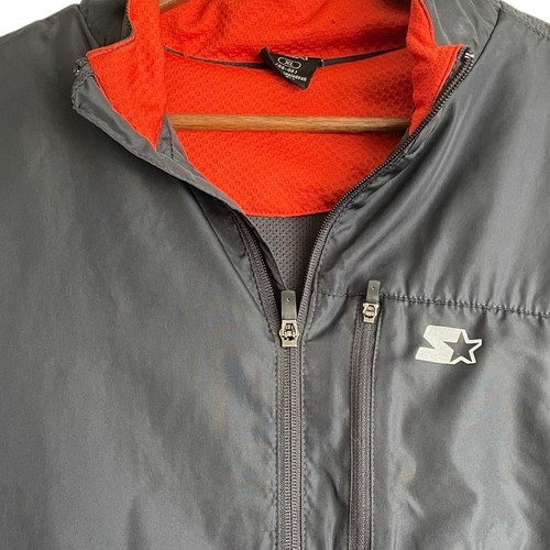 VTG Starter Tracksuit Men Jacket XL Black Sporty Casual Retro Y2K Windbreaker - Picture 11 of 16