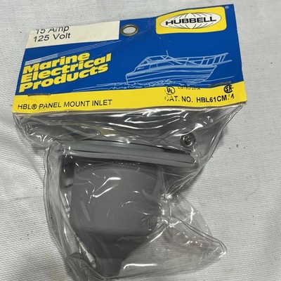 Hubbell HBL61CM64 Marine Weatherproof Panel Mount Inlet 2-Pole 3-Wire 15A 125V