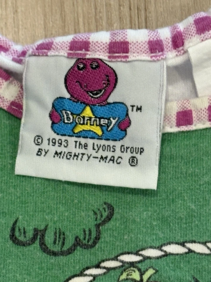 Barney Jumping Rope & Apple Tree Vintage Romper Baby Sz 12 Months One Piece RARE - Image 4 of 4
