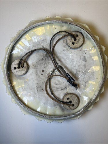 Vintage Porzellan blank 3 Birnen Deckenleuchte Leuchte gelb - Bild 3 von 9