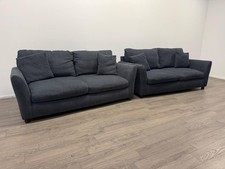 Aleeza Charcoal Fabric 3 + 3 Seater Sofa Set