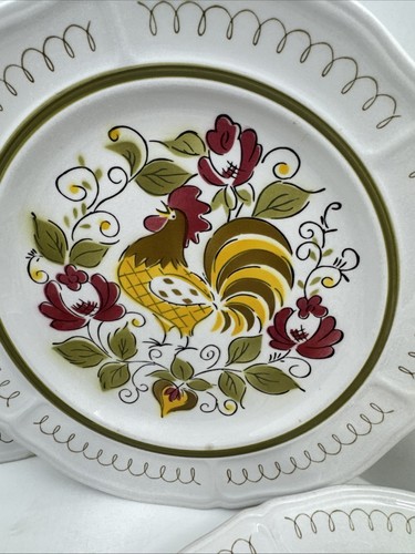 Set of 6 Vintage Mikasa Heritage Terra Stone 10.5 inch Rooster Dinner Plates - Picture 10 of 12