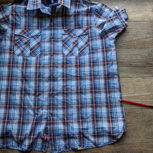 Rocawear Men's 2XL Button Shirt Short Sleeve Plaid Multicolor Cotton Poly Flaw - Picture 13 of 14