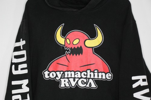 Toy Machine x RVCA Mens Large Y2K Style Big Logo Spell Out Hoodie RARE H933 - Picture 3 of 10