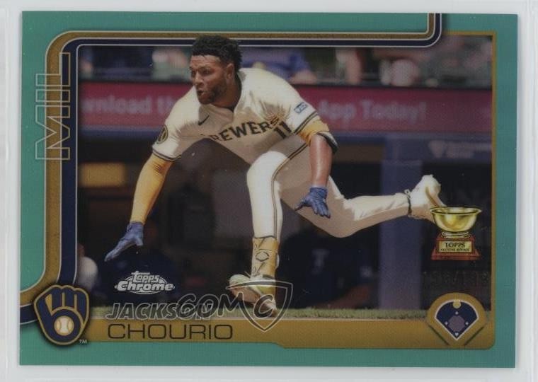 2025 Topps Chrome Aqua Refractor 156/199 Jackson Chourio #262 15sd