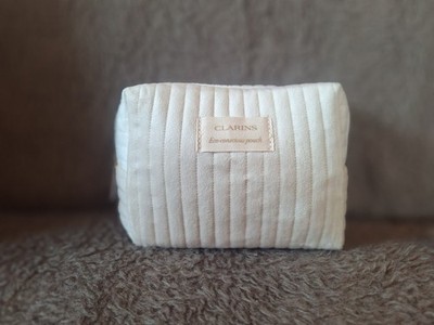 CLARINS Kosmetiktasche cremeweiß Stoff  NEU  Täschchen Kulturbeutel beige Clutch
