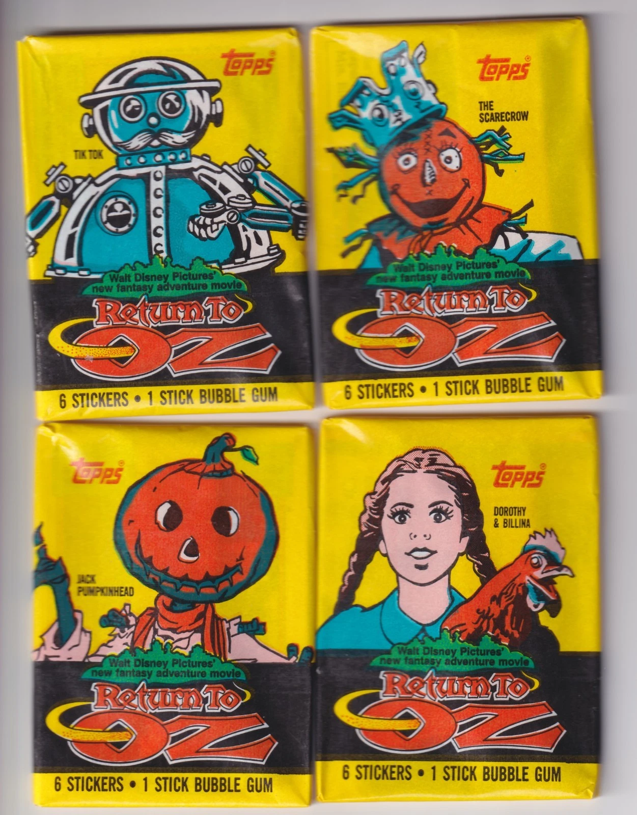 Vintage 1985 Topps Return to Oz Cards FOUR WAX PACK Set Wizard of Oz Dorothy Tot