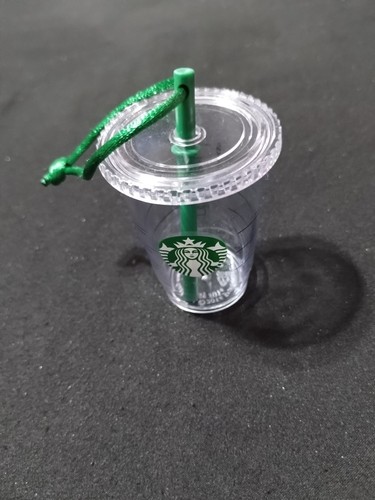 Starbucks 2014 Clear Cold Cup With green Straw Christmas Tree Ornament - Picture 5 of 5
