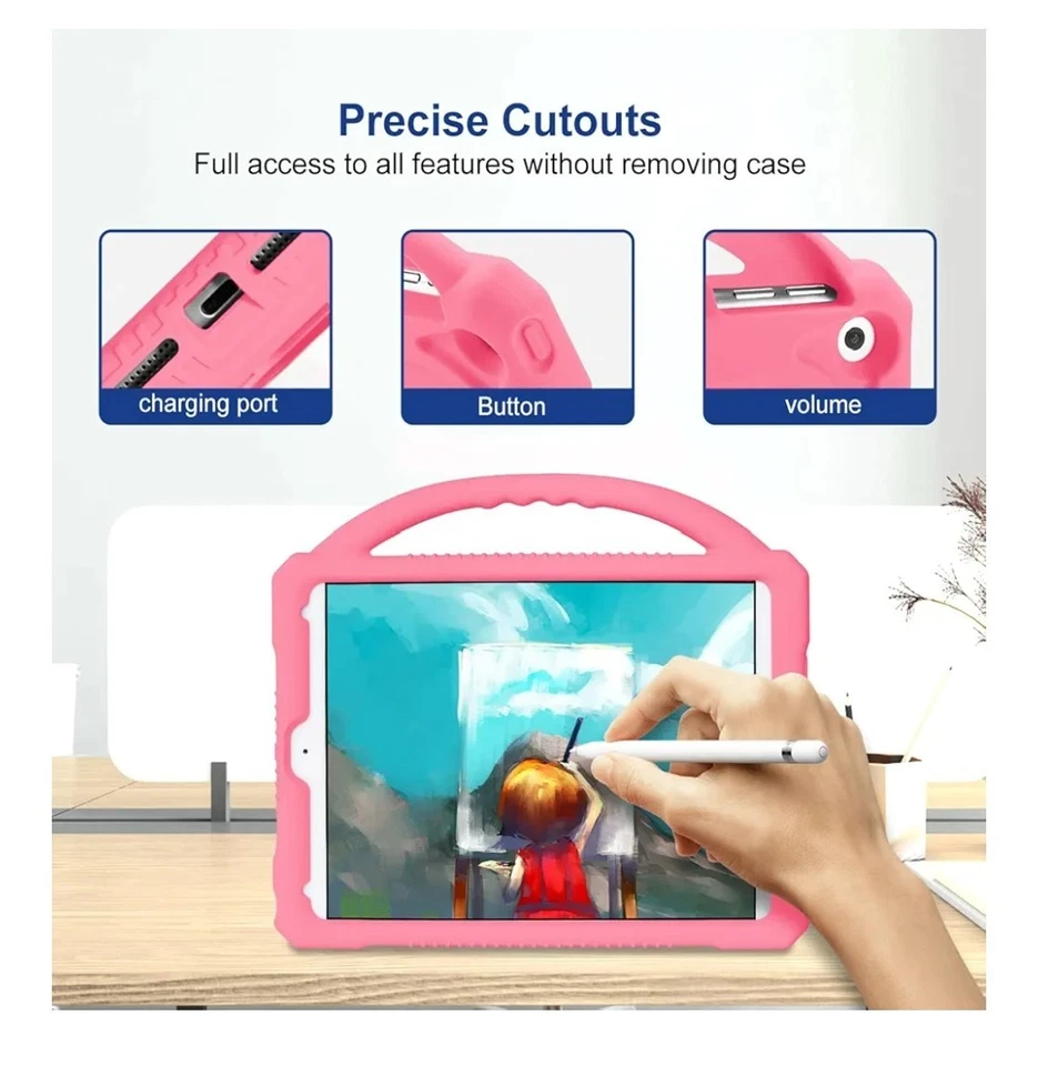 Pink iPad 10.2 inch Silicone Shockproof Kids Cover Apple 9th 8th 7th Generation - Image 2 of 4