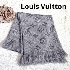 Louis Vuitton Echarpe Logomania Wool Silk Scarf Gray 58.3 x 11.8 in Vintage