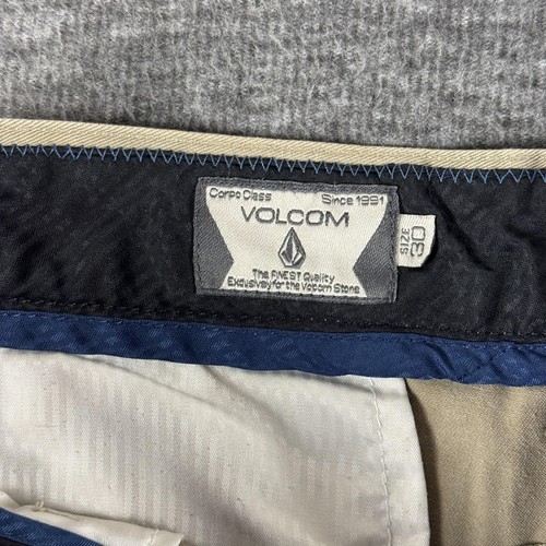 Volcom Shorts Mens 30 Khaki Tan Vmonty Chino Flat Front Zip Fly Welt Pockets - Picture 3 of 10