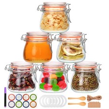 Flrolove 5oz 6pack Glass Jars with Airtight Lid, Glass Food Storage Container...