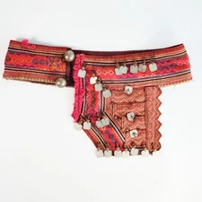 Hmong Belt Sash Bag - Repurposed Antique Vintage Tribal Cloth Clothing Handmade