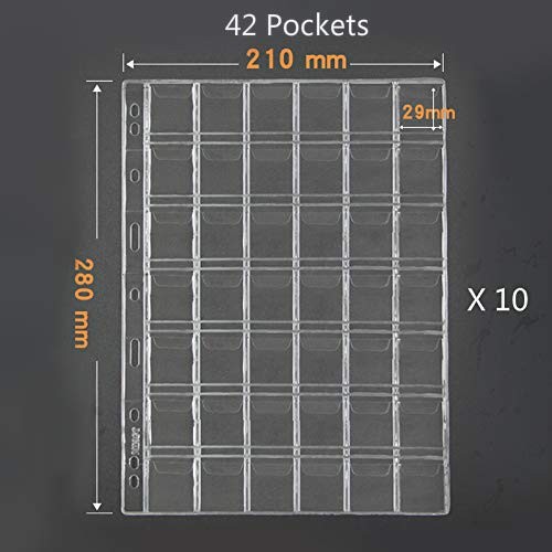 42 Pocket Coin Pages, 10 Sheets Plastic Coin Holders Stamp Collector Supplies... - Picture 2 of 5