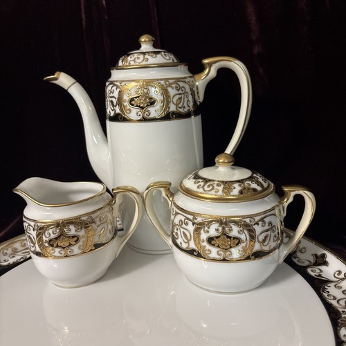 Morimura Brothers Noritake, handbemalt gold und schwarz Kaffeeservice Muster 20056 - Bild 16 von 17