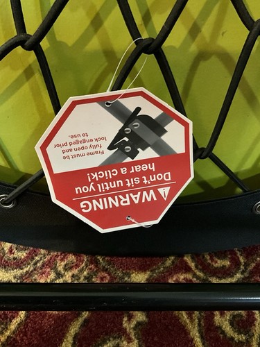 NWT 32" Bunjo Woven Bungee with Metal Base Folding Chair Black 225lbs Limit NEW - Picture 6 of 14