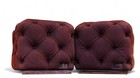 Pair FENDI Kubus Capitonne Footstool Ottoman Brushed Leather Maroon Rrp£4400