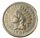 1891 US Indian Head Cent 1C Philadelphia Bronze Collector Coin