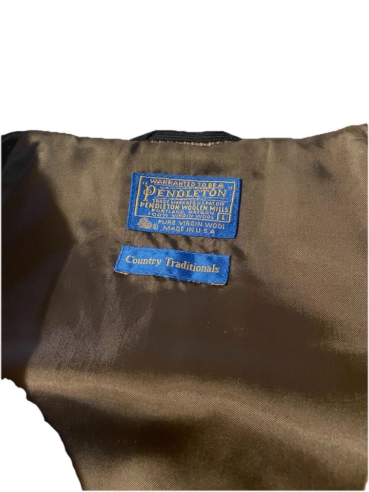Vintage Pendleton Jacket Mens Large Beige Wool Pockets Country Traditions - Image 4 of 4