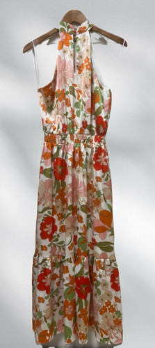 Sweet Lemon Halter Floral Dress Women Smocked Ruffle Chiffon SMALL NWT BOUTIQUE - Picture 2 of 10