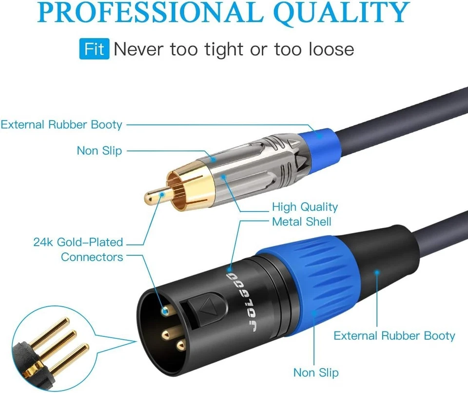 50 Feet RCA to XLR Cable, Dual RCA Male to Dual XLR Male, 4N OFC Wire - Image 2 of 4