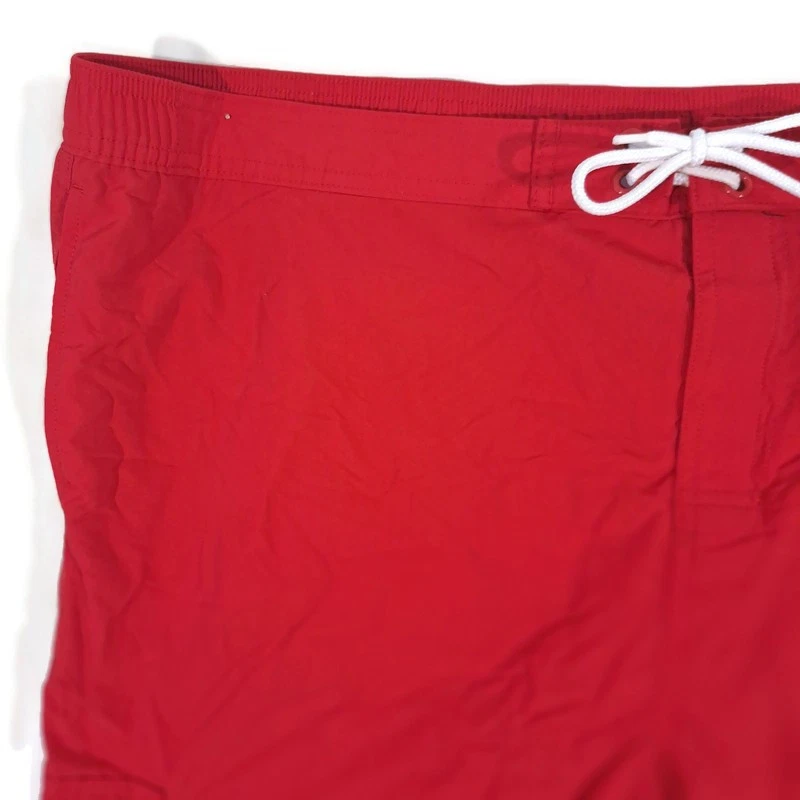 Bañador Lands End para hombre talla XL 40-42 cintura elástica poliéster rojo 3 bolsillos Foto 3 de 4