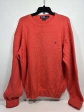 Polo Ralph Lauren Sweater Men XL Red/Orange Pony Crew Neck 100 Cotton