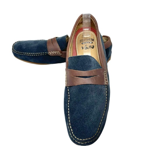 Florsheim Denison Driver Moccasin Penny Loafer Navy Suede Leather Size 14 M - Picture 4 of 12