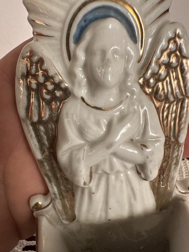 Antica acquasantiera -Arte sacra -Font - Benitier in ceramica - angelo - Picture 4 of 7