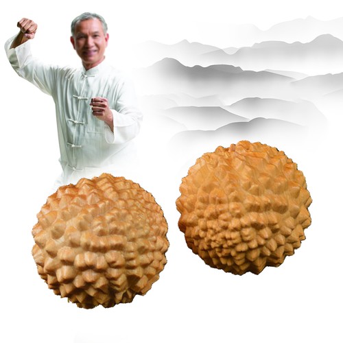 2 bolas de masaje de manos de madera palma relajante puntiaguda textura acupuntura masaje ND2 - Imagen 10 de 12