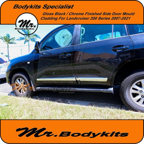 Toyota Landcruiser 200 Series 2007-2021 Gloss Black/Chrome Body Door Mould Trim - Bild 9 von 11