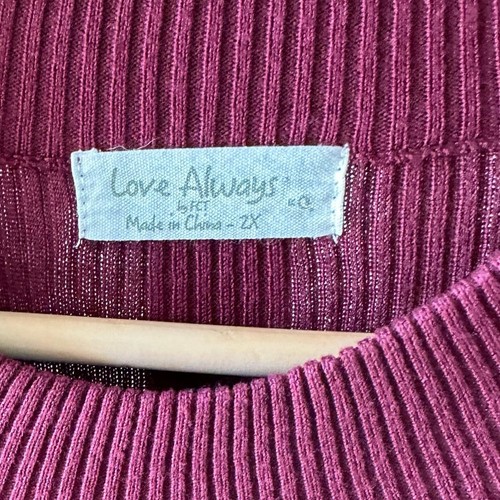 Plus 2x Burgunder Bodycon Pullover Kleid Armausschnitt Love Always by FCT - Bild 3 von 5