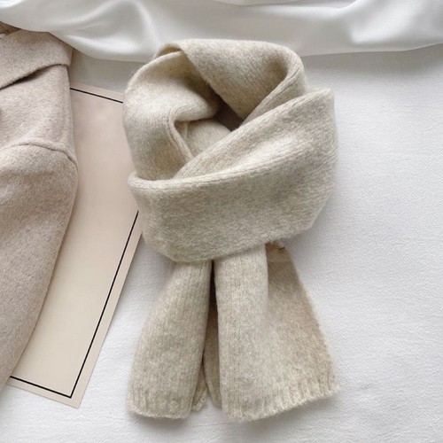 Thickened Warm Knit Scarf Solid Color Unisex Winter Accessory Korean Style Fashi - Imagen 15 de 23