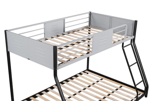 Twin Over Full Metal Bunk Bed | Sturdy Frame with Ladder & Guardrails, 400LB Cap - Picture 4 of 11