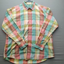 Alan Flusser Men's Shirt Multi-colored Plaid Button Up Shirt Long Sleeve XL
