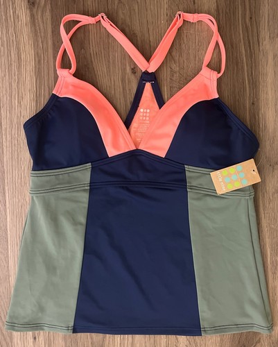 NWT Title Nine Color-block Tankini Top, Racerback, Women Medium, Blue Green Pink - Picture 2 of 18