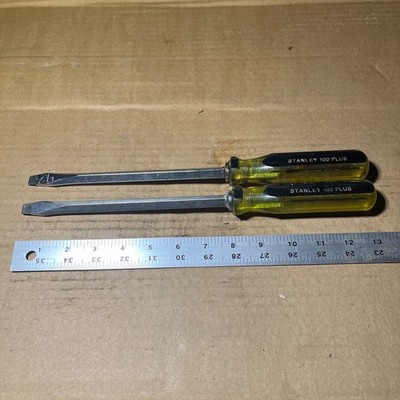 Stanley 100 Plus Flat Slotted Screwdriver 66-178 USA 13¼'' long - set of 2