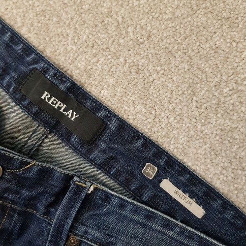 Replay Herren Jeans 34x32 Blau Waitom M983 Straight Slim Denim Strone Wash W34 L32 - Bild 3 von 13