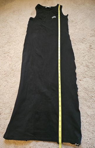 VANS Black Checkered Side Sleeveless Midi Tank Dress Back Slit Sz Small - Picture 6 of 6