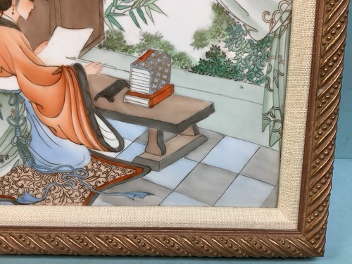 "Placa de porcelana rosa familiar china enmarcada 8 1/2"" L X 11 1/2"" W" - Imagen 6 de 8