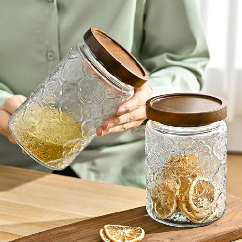 32oz Vintage Glass Jar With Lid, Glass Storage Containers, Airtight Kitchen - Picture 7 of 8