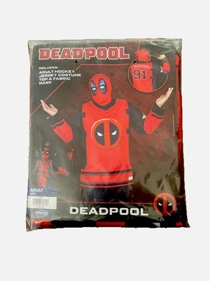 Deadpool #91 Adult Hockey Jersey Cosplay/Halloween Top & Fabric Mask Adult L/XL