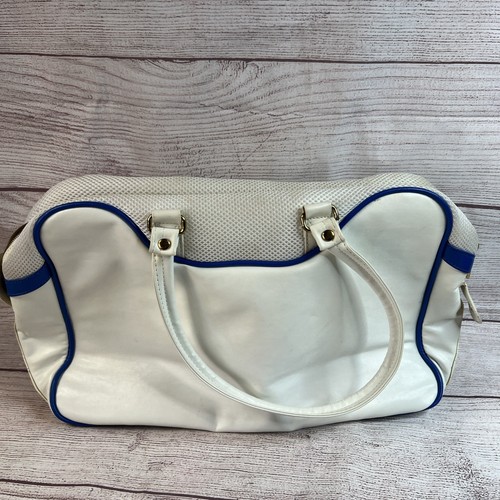 Vintage 90s White And Blue PUMA Faux Leather Sports Gym Duffle Bag - Picture 6 of 13