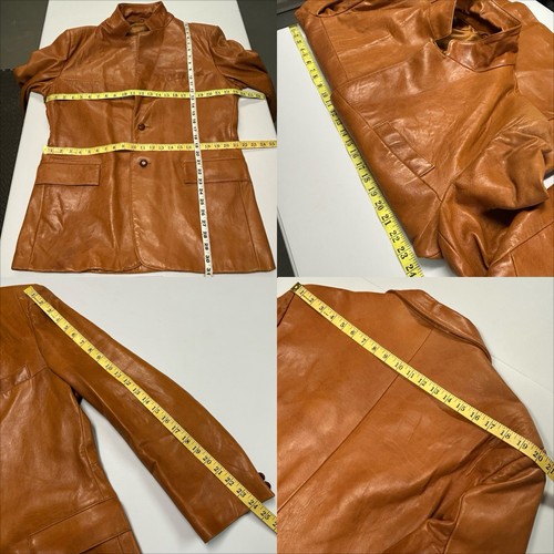 Vtg Clipper Mist Mens Leather Blazer Jacket Size 44R Luxe Retro 70s 80s Tan USA - Bild 8 von 10