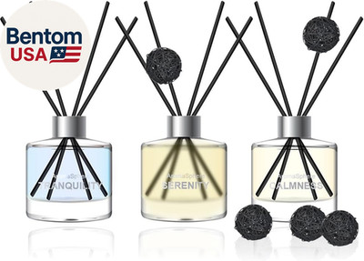 Reed Diffuser Set of 3, Eucalyptus Jasmine Lemongrass Aromatherapy Fragrance Oil