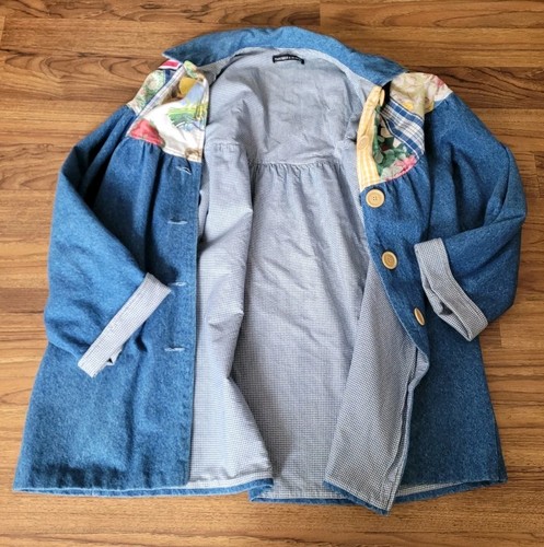 VYG Cottagecore Patchwork Denim Chore Coat XXL Embroidered Coastal Grandma Artsy - Bild 1 von 19