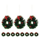  12 PCS Dollhouse Christmas Decorations Mini Wreath Hanging Ornaments