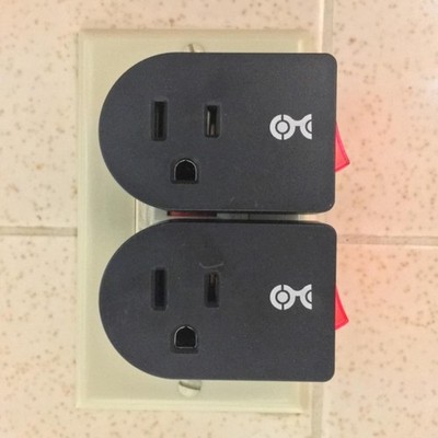 Grounded Power Outlet 3 Pack with On Off Switch Single Plug Black Wall Adapter