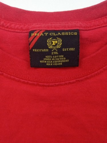 Phat Farm Classics Sportswear Graphic Red Short Sleeve T-Shirt Mens 2XL - Picture 3 of 6